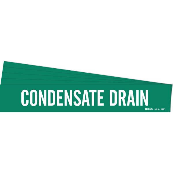CONDENSATE DRAIN Pipe Marker Style 1HV Polyester White on Green 1 per Card, 5 PK